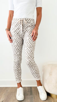 Check Mate Italian Crinkle Jogger - Beige-180 Joggers-Venti6-Coastal Bloom Boutique, find the trendiest versions of the popular styles and looks Located in Indialantic, FL