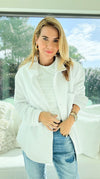 Relaxed Open-Front Jacket - White-160 Jackets-Mono B-Coastal Bloom Boutique, find the trendiest versions of the popular styles and looks Located in Indialantic, FL