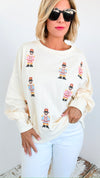 Nutcracker Cross Stitch Sweatshirt-140 Sweaters-Peach Love California-Coastal Bloom Boutique, find the trendiest versions of the popular styles and looks Located in Indialantic, FL