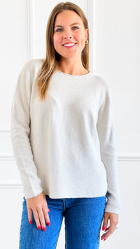 Timeless Comfort Italian Pullover- Oyster-130 Long Sleeve Tops-Italianissimo-Coastal Bloom Boutique, find the trendiest versions of the popular styles and looks Located in Indialantic, FL