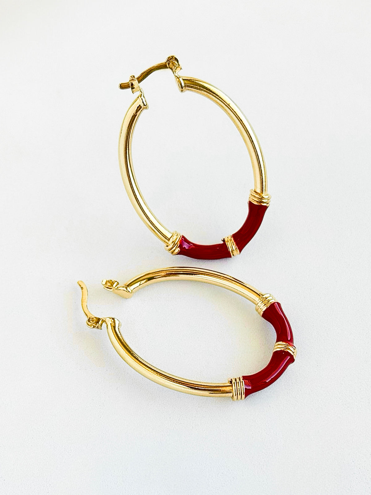 Enamel Oval Hoop Earring-230 Jewelry-NYC-Coastal Bloom Boutique, find the trendiest versions of the popular styles and looks Located in Indialantic, FL