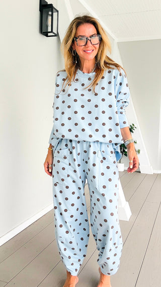 La Spezia Polka Dot Italian Barrel Cotton Set- Sky Blue