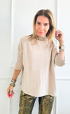 Break Free Italian Sweater Top - Heather Beige-140 Sweaters-Italianissimo-Coastal Bloom Boutique, find the trendiest versions of the popular styles and looks Located in Indialantic, FL