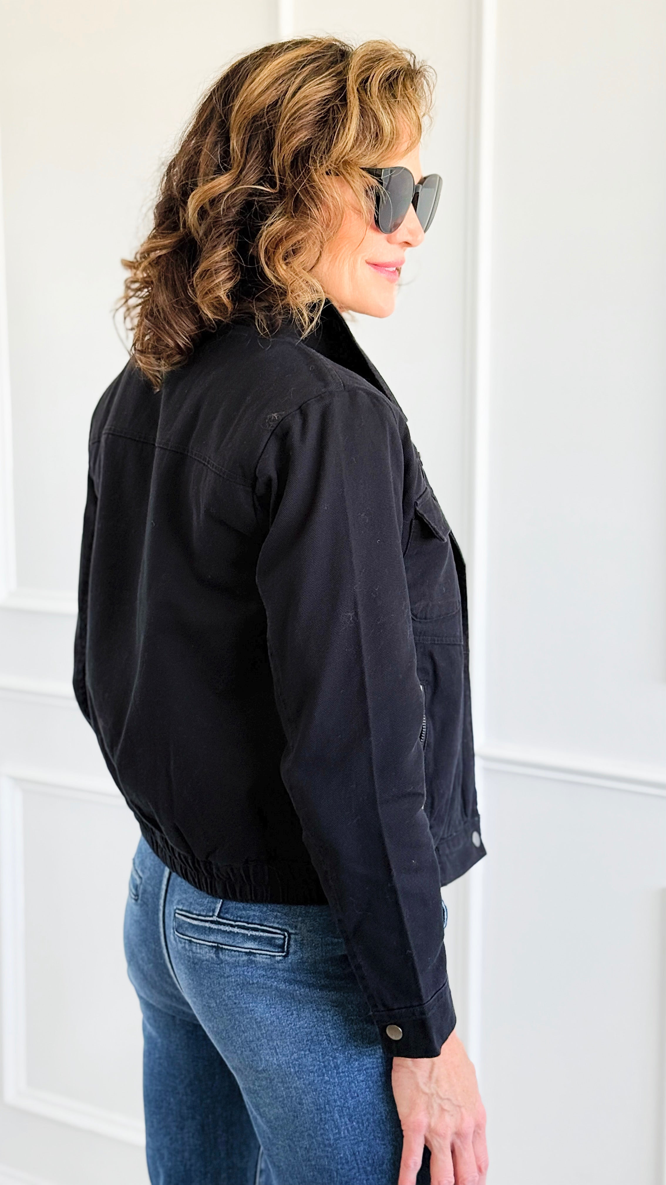 Cloud Dreams Faux Fur-Trim Jacket - Black Denim/Black-160 Jackets-IRIS-Coastal Bloom Boutique, find the trendiest versions of the popular styles and looks Located in Indialantic, FL