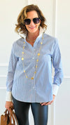 Classic Contrast Collar Top - Navy-130 Long Sleeve Tops-Must Have-Coastal Bloom Boutique, find the trendiest versions of the popular styles and looks Located in Indialantic, FL