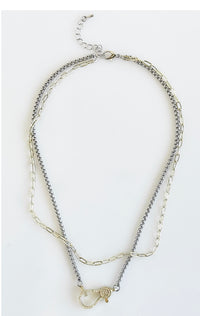 Two Tone Double Layered Box Link Necklace-230 Jewelry-NYC-Coastal Bloom Boutique, find the trendiest versions of the popular styles and looks Located in Indialantic, FL