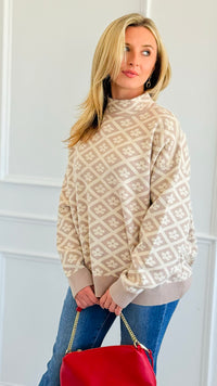 Darling Daisies Jacquard Sweater-140 Sweaters-TEA N ROSE-Coastal Bloom Boutique, find the trendiest versions of the popular styles and looks Located in Indialantic, FL