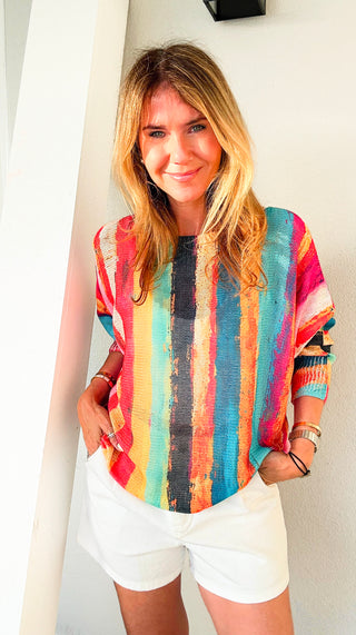 Painted Paradise Lurex Italian St Tropez Knit Top