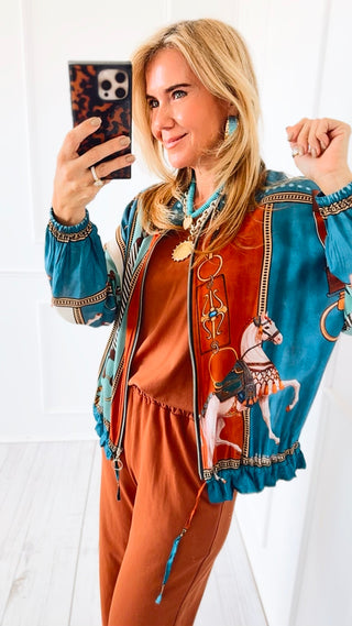 Pre Order - Saddle Club Italian Zip Up Jacket- Teal