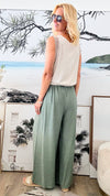 Easy Breezy Italian Linen - Light Olive-pants-Italianissimo-Coastal Bloom Boutique, find the trendiest versions of the popular styles and looks Located in Indialantic, FL
