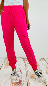 Pockets Jogger Pants - Fuchsia-180 Joggers-oddi-Coastal Bloom Boutique, find the trendiest versions of the popular styles and looks Located in Indialantic, FL