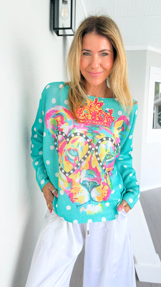 Pre Order - Dots & Wild Colorful Italian St Tropez Knit- Turquoise