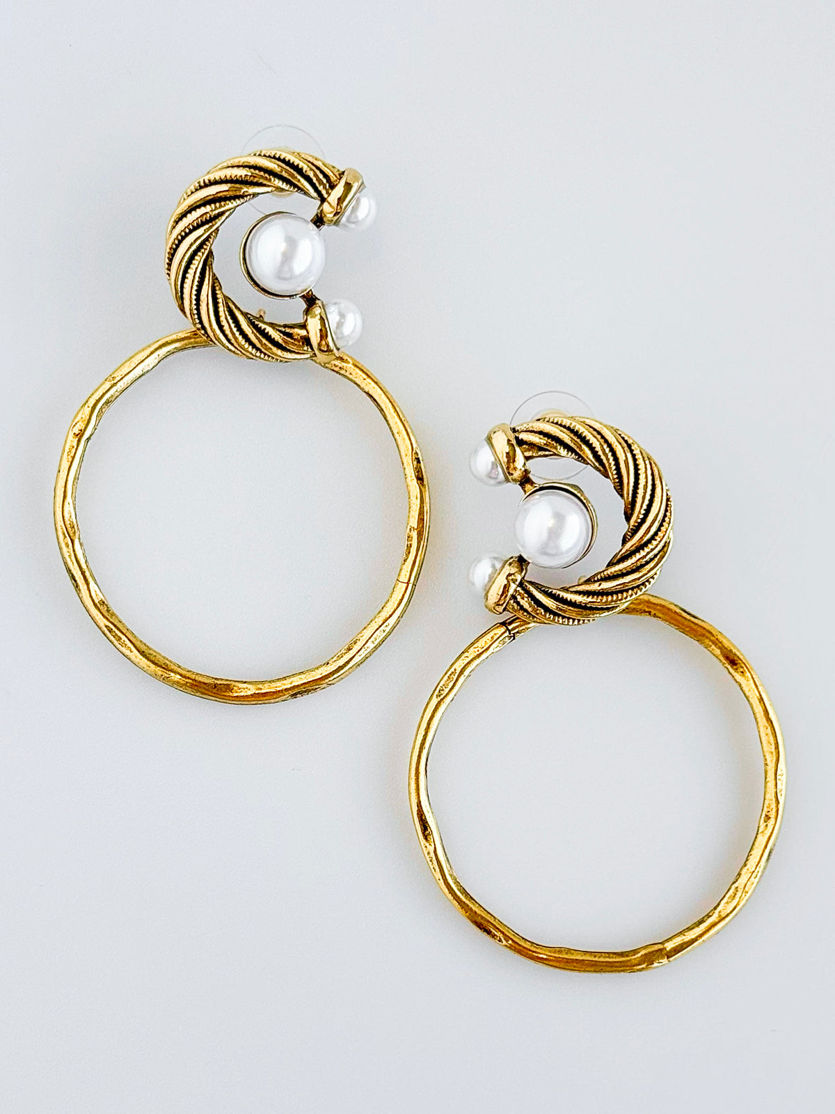 Cable Twist Pearl Tip Hoop Earring-230 Jewelry-YOCHI-Coastal Bloom Boutique, find the trendiest versions of the popular styles and looks Located in Indialantic, FL