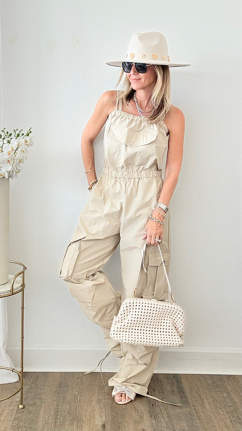 Ground Control Cargo Jumpsuit-200 Dresses/Jumpsuits/Rompers-NO VACANCY-Coastal Bloom Boutique, find the trendiest versions of the popular styles and looks Located in Indialantic, FL