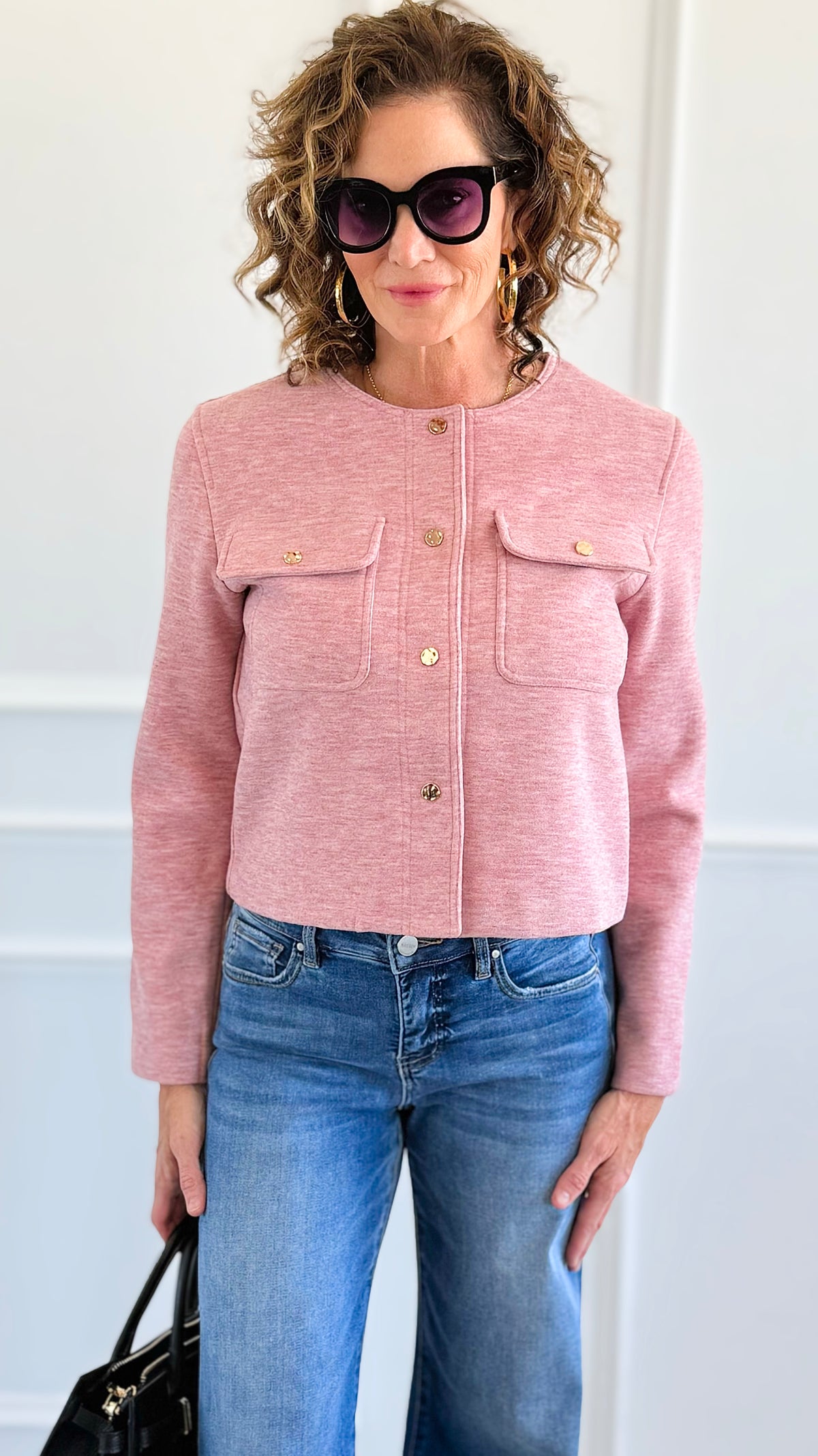 Polished Ease Cropped Jacket-160 Jackets-White Birch-Coastal Bloom Boutique, find the trendiest versions of the popular styles and looks Located in Indialantic, FL