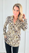 Chic Leopard Luxe Blouse Top-130 Long Sleeve Tops-mystree-Coastal Bloom Boutique, find the trendiest versions of the popular styles and looks Located in Indialantic, FL