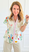 Botanica Belle Short Sleeve Top-110 Short Sleeve Tops-Umgee-Coastal Bloom Boutique, find the trendiest versions of the popular styles and looks Located in Indialantic, FL