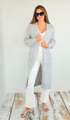 Lemon Italian Long Cardigan- Grey-150 Cardigan Layers-Italianissimo-Coastal Bloom Boutique, find the trendiest versions of the popular styles and looks Located in Indialantic, FL