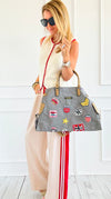 Patch Perfect Italian Tote Bag- Grey-240 Bags-DEDA SRL-Coastal Bloom Boutique, find the trendiest versions of the popular styles and looks Located in Indialantic, FL