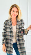 Bee Chic Italian Blazer- Gray-160 Jackets-TATTOO Z-Coastal Bloom Boutique, find the trendiest versions of the popular styles and looks Located in Indialantic, FL