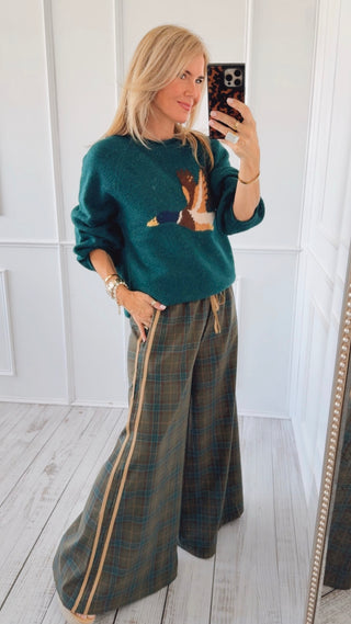 On Track Varsity Plaid Italian Pant- Country Club
