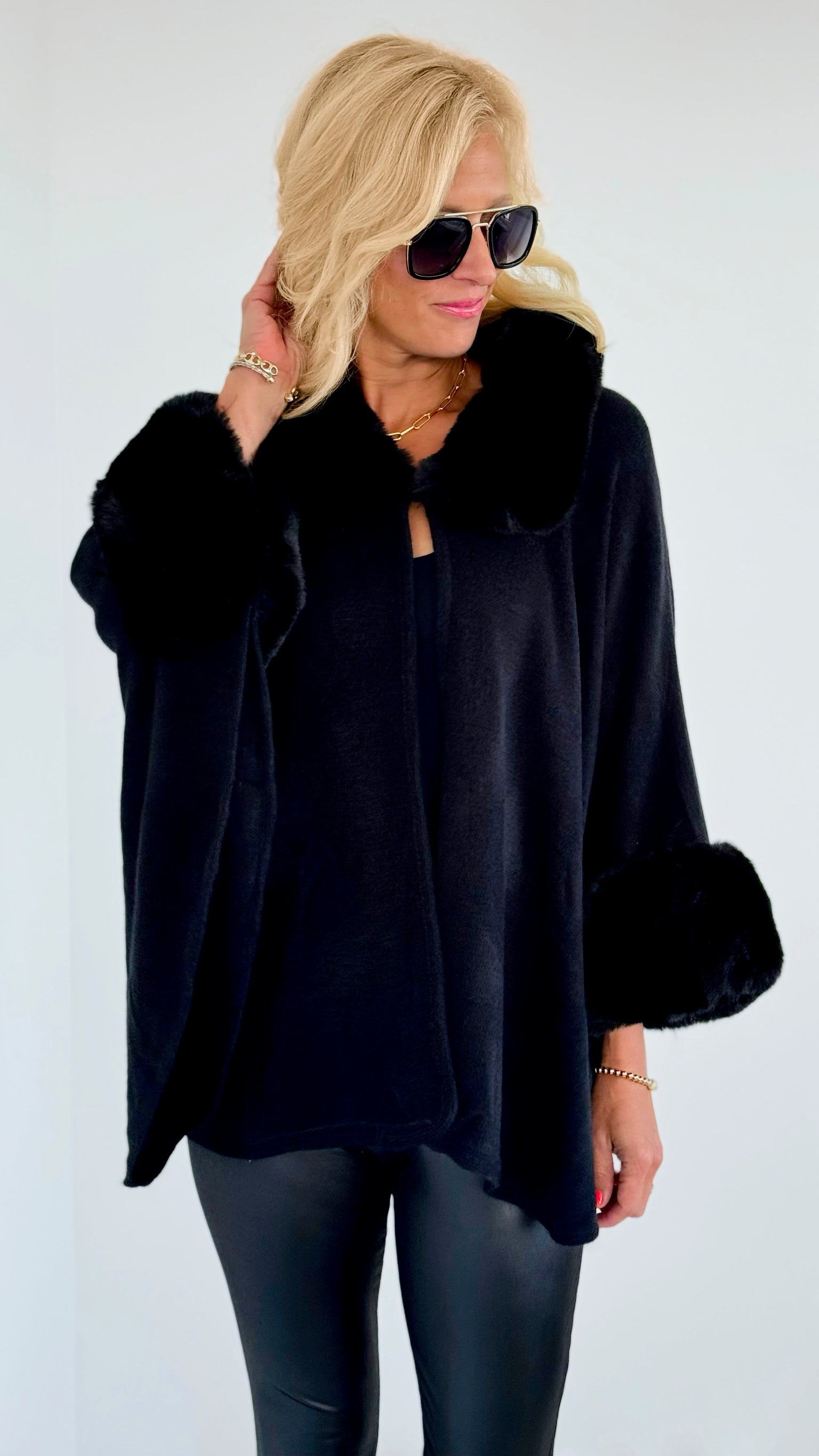 Timeless Faux Fur Coat - Black-160 Jackets-On Blue-Coastal Bloom Boutique, find the trendiest versions of the popular styles and looks Located in Indialantic, FL