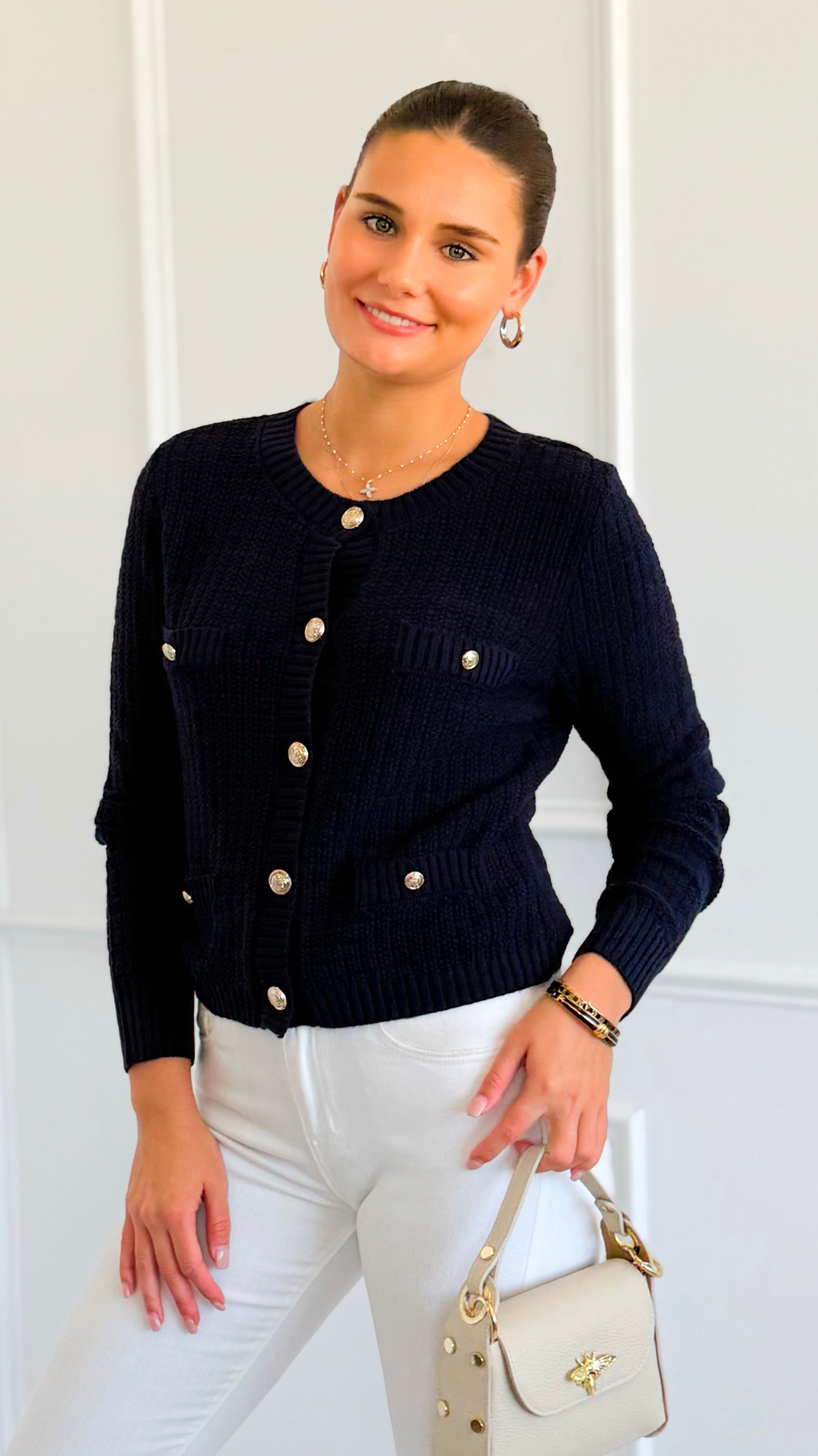 The Regent Cropped Cardigan Sweater-Navy-150 Cardigan Layers-Blu Pepper-Coastal Bloom Boutique, find the trendiest versions of the popular styles and looks Located in Indialantic, FL