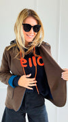Italian Double Take Blazer II Brown/Blue-160 Jackets-BONITO SRL-Coastal Bloom Boutique, find the trendiest versions of the popular styles and looks Located in Indialantic, FL