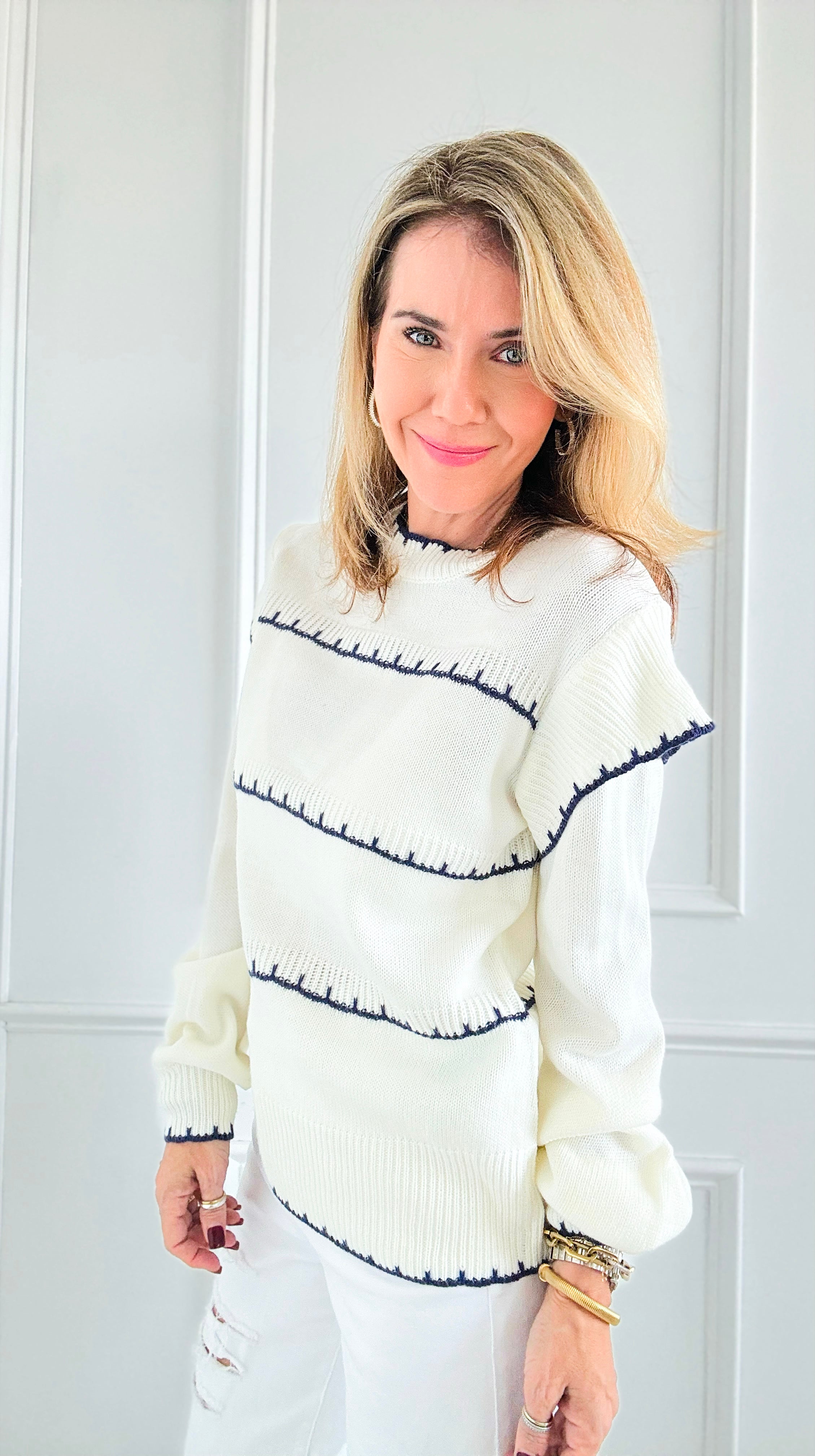 Vivid Lines Sweater-140 Sweaters-Rousseau-Coastal Bloom Boutique, find the trendiest versions of the popular styles and looks Located in Indialantic, FL