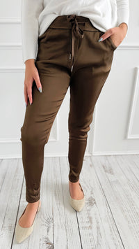 Italian Wish List Jogger - Brown-180 Joggers-CRIS S.R.L.-Coastal Bloom Boutique, find the trendiest versions of the popular styles and looks Located in Indialantic, FL