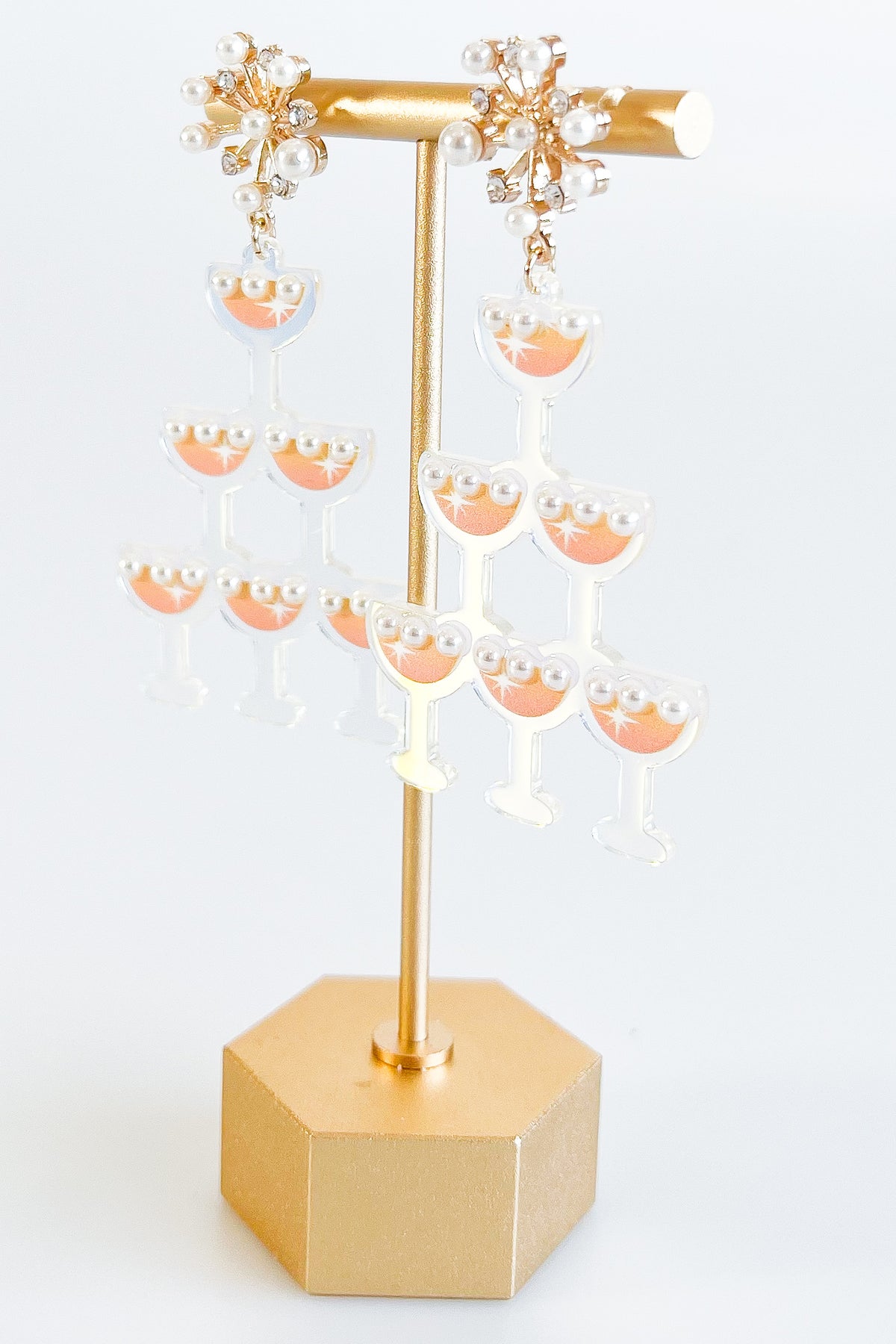 Champagne Glass Tower Drop Earrings-230 Jewelry-Golden Stella-Coastal Bloom Boutique, find the trendiest versions of the popular styles and looks Located in Indialantic, FL