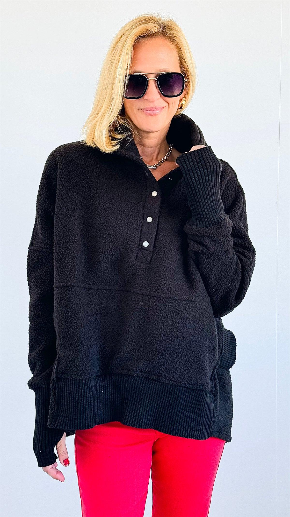 French Terry Pocket Hoodie- Black-130 Long Sleeve Tops-BucketList-Coastal Bloom Boutique, find the trendiest versions of the popular styles and looks Located in Indialantic, FL