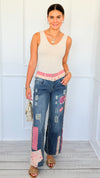 Distressed Patchwork Jeans-170 Bottoms-Blue Velvet-Coastal Bloom Boutique, find the trendiest versions of the popular styles and looks Located in Indialantic, FL