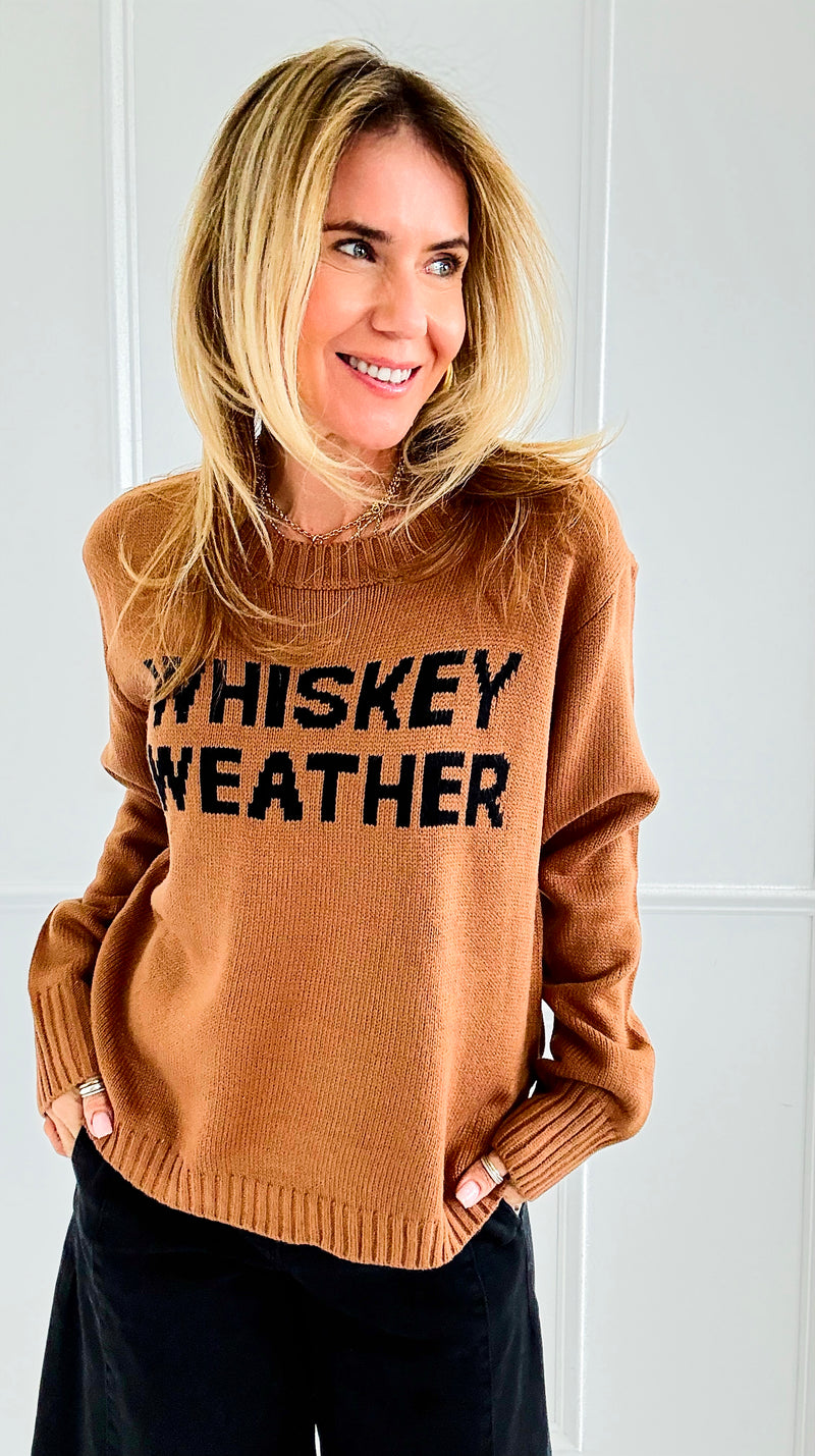 Whiskey Weather Sweater- Brown-140 Sweaters-PANACHE APPAREL-Coastal Bloom Boutique, find the trendiest versions of the popular styles and looks Located in Indialantic, FL