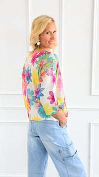 Bold Blossom St Tropez Italian Knit Sweater-140 Sweaters-FAITH/ SORPRESA-Coastal Bloom Boutique, find the trendiest versions of the popular styles and looks Located in Indialantic, FL