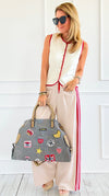 Patch Perfect Italian Tote Bag- Grey-240 Bags-DEDA SRL-Coastal Bloom Boutique, find the trendiest versions of the popular styles and looks Located in Indialantic, FL
