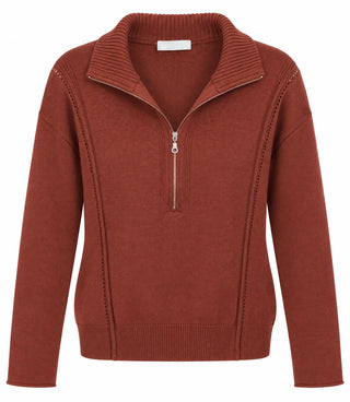 Half Zip Collared Sweater - H. Rust