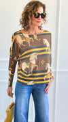 Gallop & Grace Italian St Tropez Knit- Brown-140 Sweaters-SORPRESA-Coastal Bloom Boutique, find the trendiest versions of the popular styles and looks Located in Indialantic, FL
