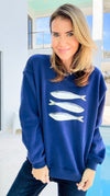 Vintage Graphic Fish Sweatshirt-130 Long Sleeve Tops-Bailey Rose-Coastal Bloom Boutique, find the trendiest versions of the popular styles and looks Located in Indialantic, FL