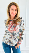 Floral Frenzy Italian St Tropez Sweater-140 Sweaters-Italianissimo-Coastal Bloom Boutique, find the trendiest versions of the popular styles and looks Located in Indialantic, FL