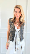 Leopard Print Tie-Front Vest-00 Sleevless Tops-GIGIO-Coastal Bloom Boutique, find the trendiest versions of the popular styles and looks Located in Indialantic, FL