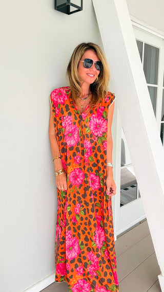 Fierce in Florals Italian Lurex Dress