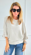 Soft Frills Italian Sweater- Ecru-140 Sweaters-Italianissimo-Coastal Bloom Boutique, find the trendiest versions of the popular styles and looks Located in Indialantic, FL