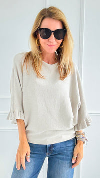 Soft Frills Italian Sweater- Ecru-140 Sweaters-Italianissimo-Coastal Bloom Boutique, find the trendiest versions of the popular styles and looks Located in Indialantic, FL
