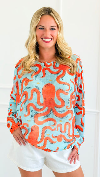 Ocean Whimsy Italian St Tropez Knit- Light Blue