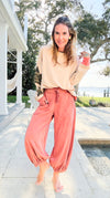 Cancel Plans Cuffed Pants- Washed Rust-170 Bottoms-ODDI-Coastal Bloom Boutique, find the trendiest versions of the popular styles and looks Located in Indialantic, FL