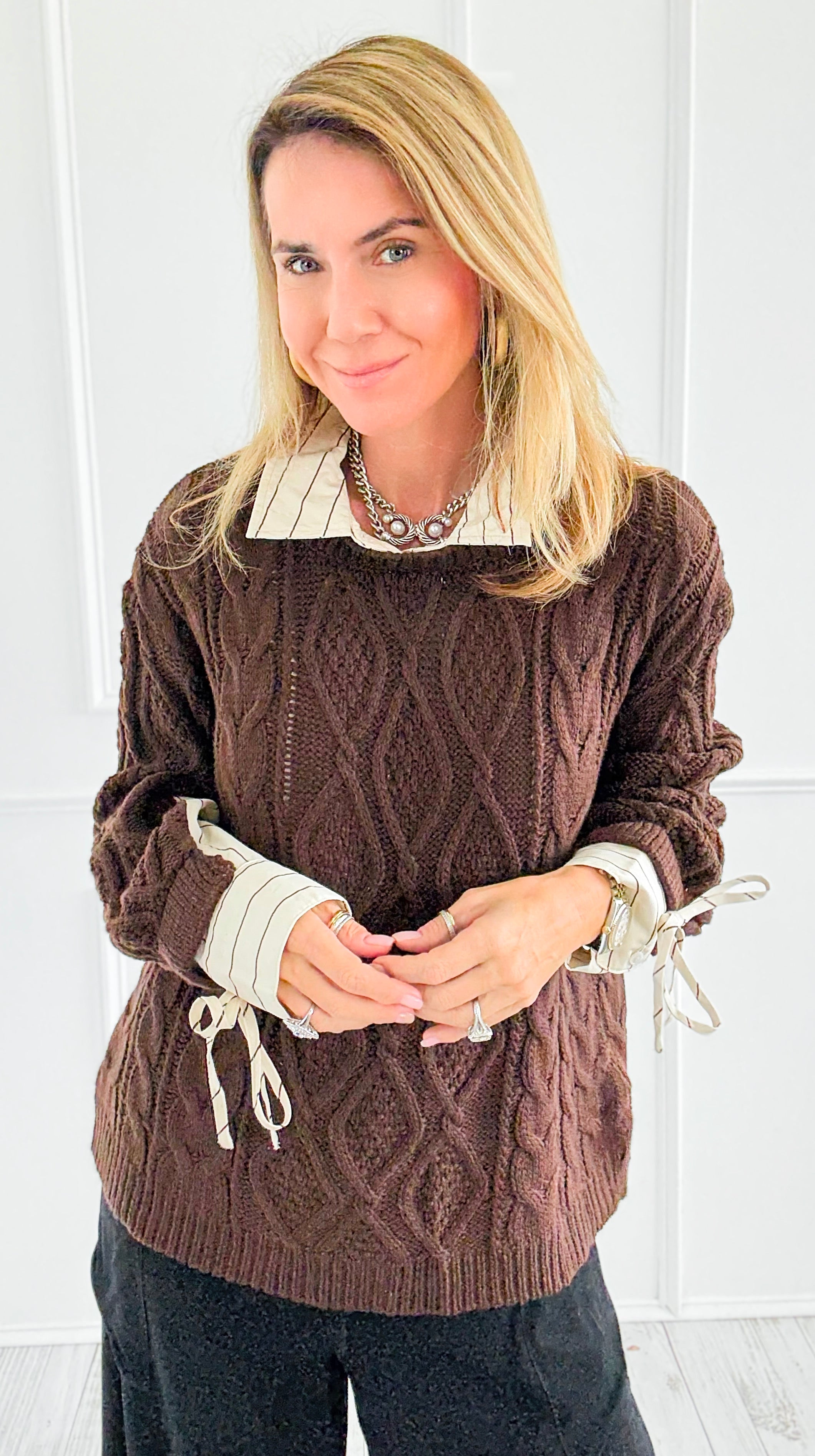 Borrowed Layers Knit Sweater-140 Sweaters-ROUSSEAU-Coastal Bloom Boutique, find the trendiest versions of the popular styles and looks Located in Indialantic, FL