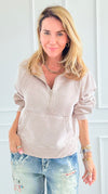 Whispers from the Hills Zip Sweatshirt - Ash Mocha-130 Long sleeve top-Zenana-Coastal Bloom Boutique, find the trendiest versions of the popular styles and looks Located in Indialantic, FL