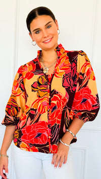 Wild Bloom Button Top-110 Long Sleeve Tops-oddi-Coastal Bloom Boutique, find the trendiest versions of the popular styles and looks Located in Indialantic, FL