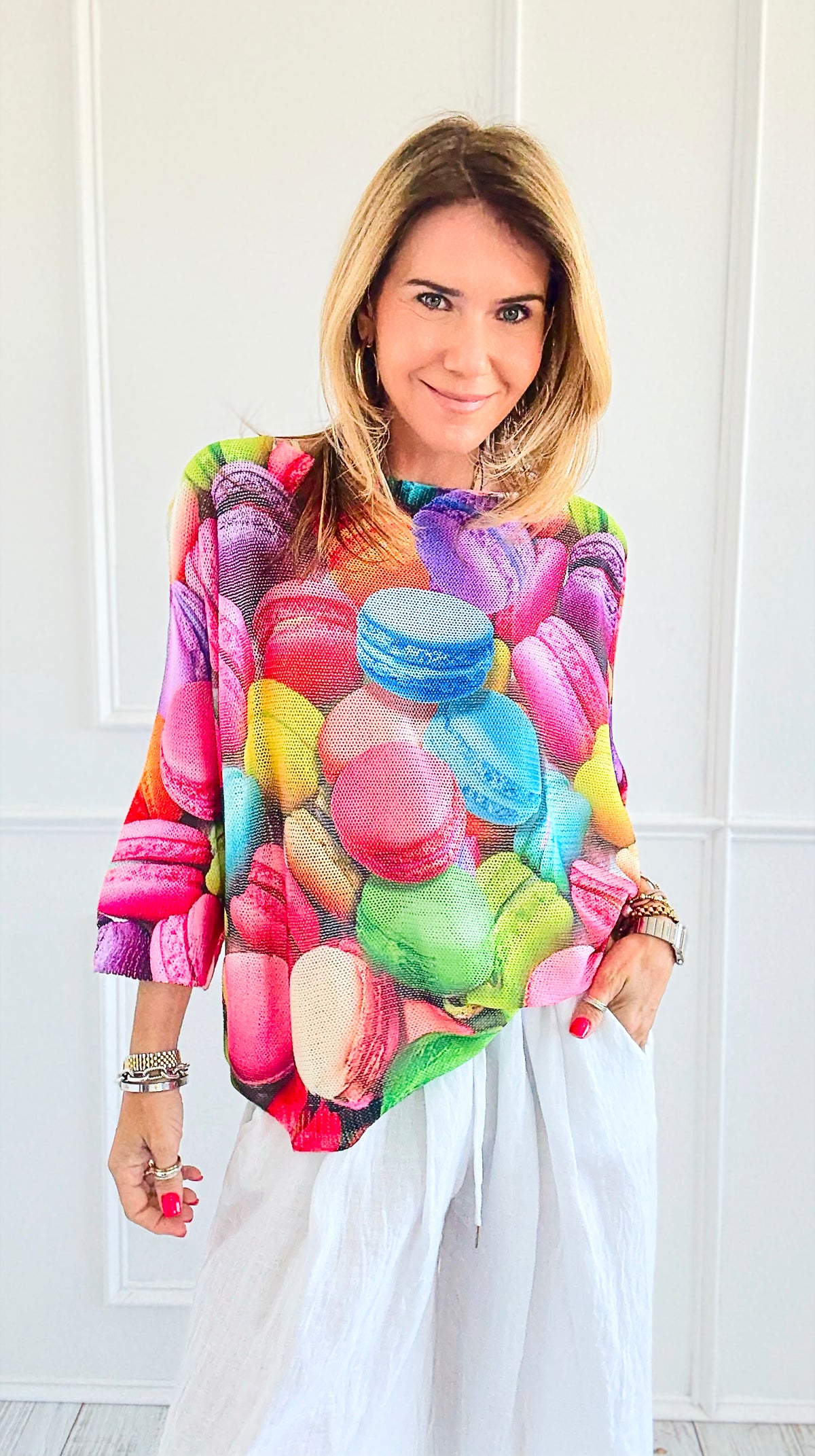 Macaron Short Sleeve Italian St Tropez Knit-140 Sweaters-Italianissimo-Coastal Bloom Boutique, find the trendiest versions of the popular styles and looks Located in Indialantic, FL